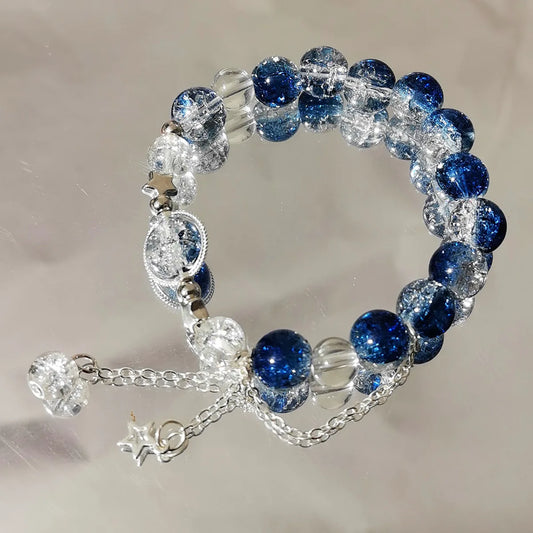 Luckacco 925 Sterling Silver Pearl Beads Bracelet for Women Girls Vintage Irregular Metal Charm Bangles Luxury Fashion Party Jewelry Gift