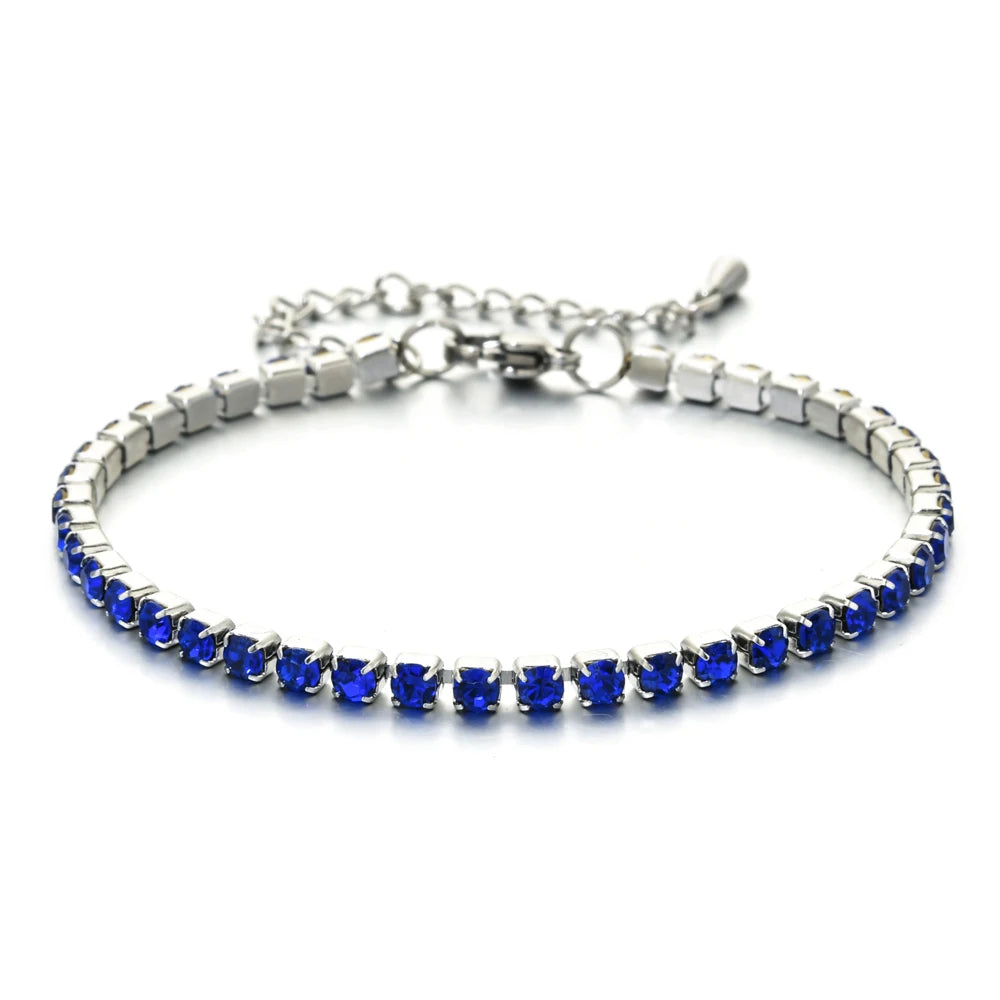 luckacco shop's pick 3mm micro pave zircon tennis bracelet for women new men bracelet homme stainless steel jewelry accessories