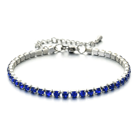Luckacco shop's pick 3mm Micro Pave Zircon Tennis Bracelet for Women New Men Bracelet Homme Stainless Steel Jewelry Accessories