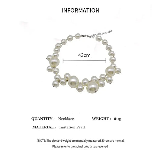 Luckacco Elegant Imitation Pearl Women's Necklace Big Pearls Beads Choker Necklaces Party Wedding Bride Necklace Jewelry Girls Gifts