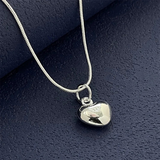 Luckacco 925 Sterling Silver Heart Pendant Necklace, Ladies Simple Luxury Banquet Wedding Festival Birthday Jewelry Gift