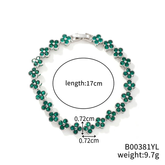 Luckacco Classic Fashion Colored Crystal Flower Lucky Bracelet Women Personalized New Stainless Steel Bracelet Party Jewelry Accessories