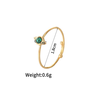 Luckacco Multiple Styles 14K Gold Color Adjustable Ring Stainless Steel Natural Stone Turquoise Zircon Rings For Women Girl Jewelry Gifts