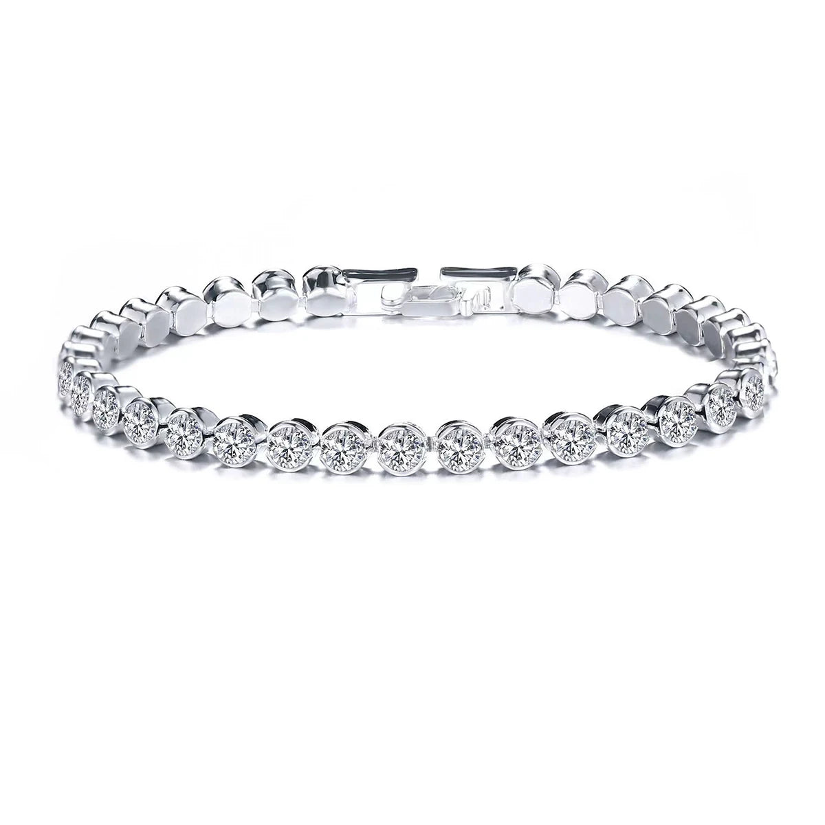luckacco luxury crystal tennis bracelets for women wedding gift gold silver color metal roman chain bracelets cubic zirconia jewelry