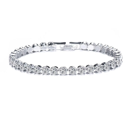 Luckacco Luxury Crystal Tennis Bracelets For Women Wedding Gift Gold Silver Color Metal Roman Chain Bracelets Cubic Zirconia Jewelry