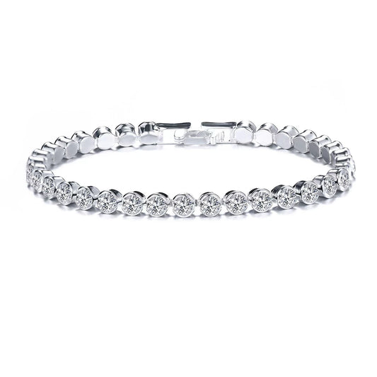 Luckacco Luxury Crystal Tennis Bracelets For Women Wedding Gift Gold Silver Color Metal Roman Chain Bracelets Cubic Zirconia Jewelry