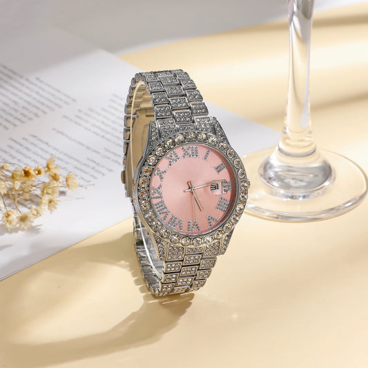 Luckacco New foreign trade explosive diamond-studded Roman fashion with calendar women's watch women's watch women's models