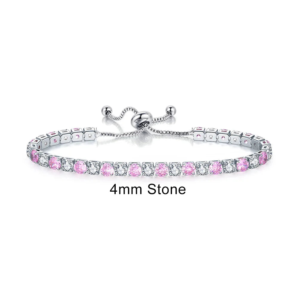 luckacco adjustable multicolor tennis bracelets for women ladies wedding rainbow colorful zircon charm bracelet hand chain jewelry dzh043