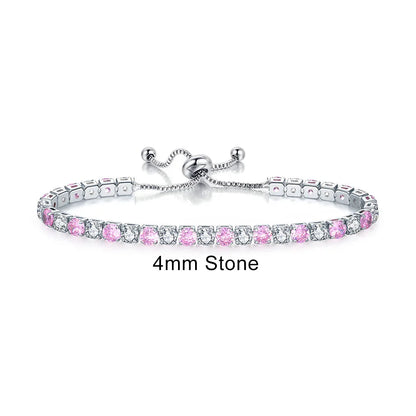 Luckacco Adjustable Multicolor Tennis Bracelets For Women Ladies Wedding Rainbow Colorful Zircon Charm Bracelet Hand Chain Jewelry DZH043