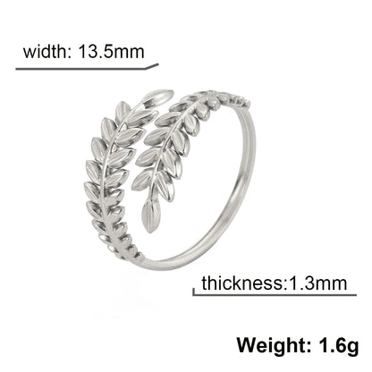 Luckacco Skyrim New In Wheat Ears Leaf Ring Boho Stainless Steel Gold Color Open Women Rings 2025 Trendy Jewelry Valentine Gift