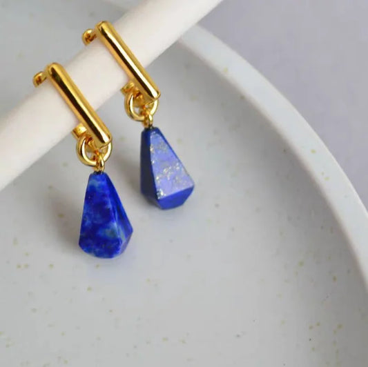 Luckacco Natural Stone Jewelry Women Beaded Necklace Stylish Collarbone Chain Natural Lapis Lazuli Necklace