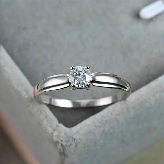Luckacco daily picks Single Round Cubic Zircon Rings for Women Engagement Wedding Band Accessories Simple Elegant Female Rings Fashion Jewelry