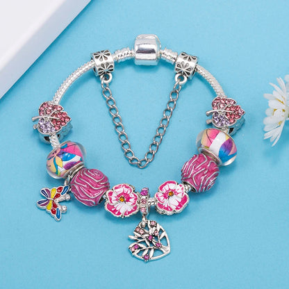 Luckacco Romantic Tower Aircraft Charm Bracelet For Women With Crystal DIY Beads Pendants Bracelet High-Quality Jewelry