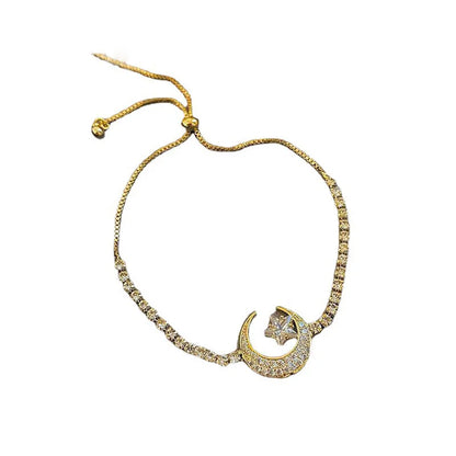 Luckacco NEW Muslim Moon Star Bracelets Ramadan Kareem Mubarak Crescent Adjustable Chains Allah Bracelets For Eid Islam Gift Jewelry