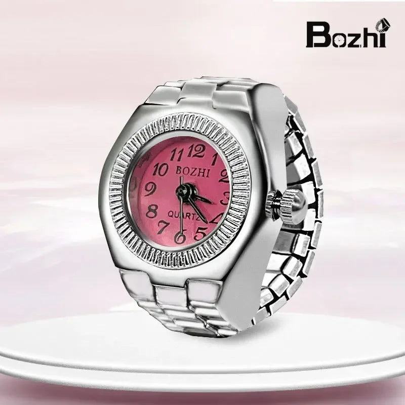luckacco vintage punk quartz finger watch ring for women men couple rings digital watches elastic stretchy finger band ring jewelry clock