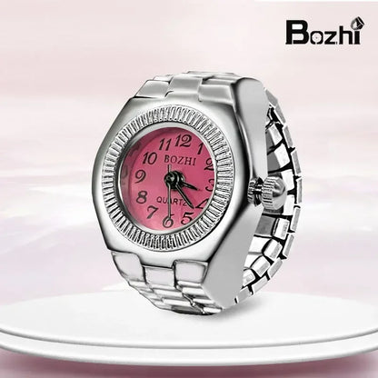 Luckacco Vintage Punk Quartz Finger Watch Ring for Women Men Couple Rings Digital Watches Elastic Stretchy Finger Band Ring Jewelry Clock