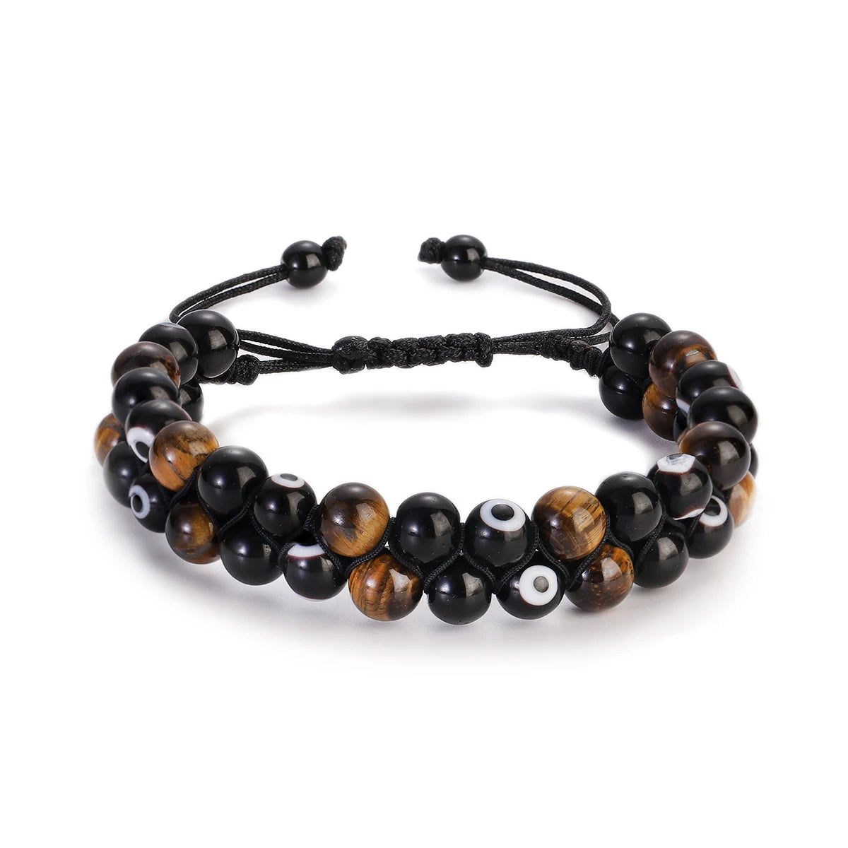 luckacco fashion men tiger eye natutal stone beaded braided bracelet bangles handmade double layer lapis lazuli bracelets hommes