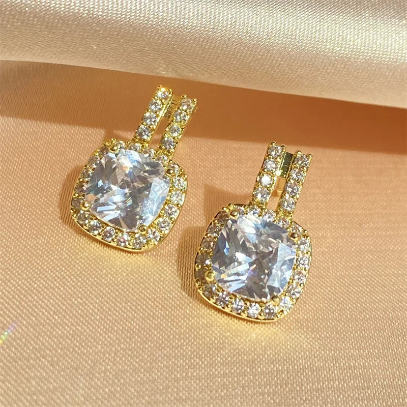 luckacco 2024 new luxury princess silver color korean earrings for women anniversary gift jewelry  e6872
