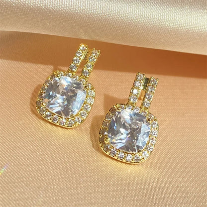 Luckacco 2024 New Luxury Princess Silver Color Korean Earrings for Women Anniversary Gift Jewelry  E6872