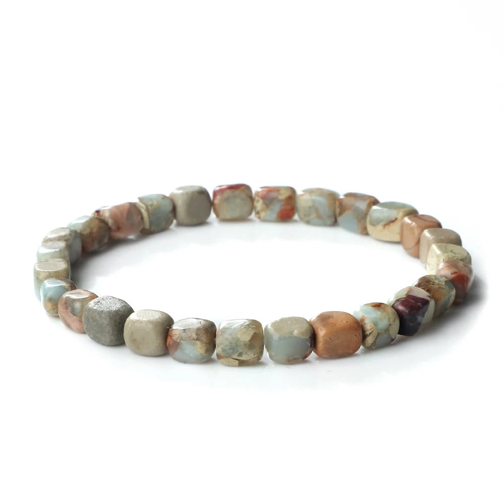 luckacco bohemian natural stone beaded bracelets colorful emperor stone elastic bangle women men couple friendship handmade jewelry gifts