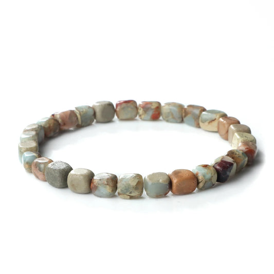 Luckacco Bohemian Natural Stone Beaded Bracelets Colorful Emperor Stone Elastic Bangle Women Men Couple Friendship Handmade Jewelry Gifts