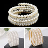 Luckacco Fahsion Crystal Imitation Pearl Bracelets For Women Multi Layer Wide Bracelets Crystal Rhinestones Bracelet Wedding Jewelry Gift