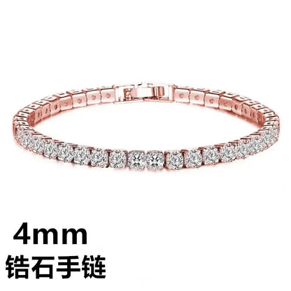 Luckacco 925 Silver Rose Gold Plated Tennis Bracelet 4mm Shiny Zirconia Bracelet