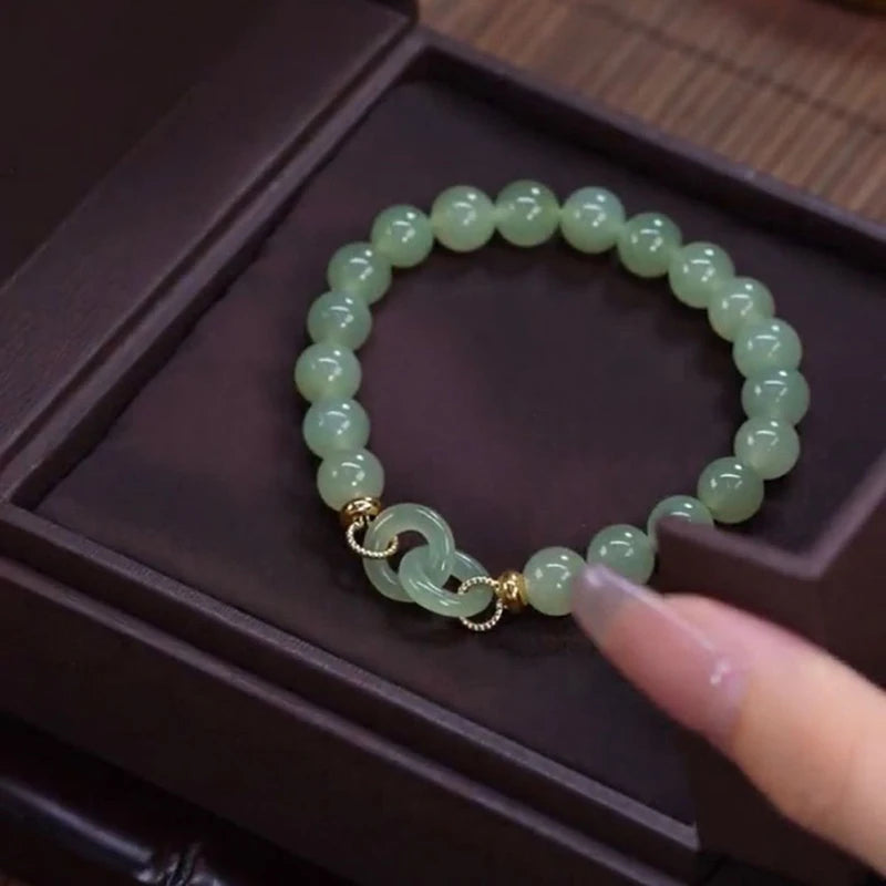 luckacco summer valentine's day gift love heart jade beads charm bracelet for women girl fashion natural bracelet to love jewelry gifts
