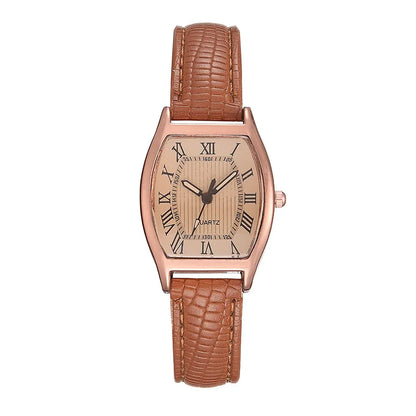Luckacco Fashion Women Small Ladies Wristwatches Brown Retro Vintage Leather Bracelet Watch Waterproof Quartz Wristwatches Reloj Mujer