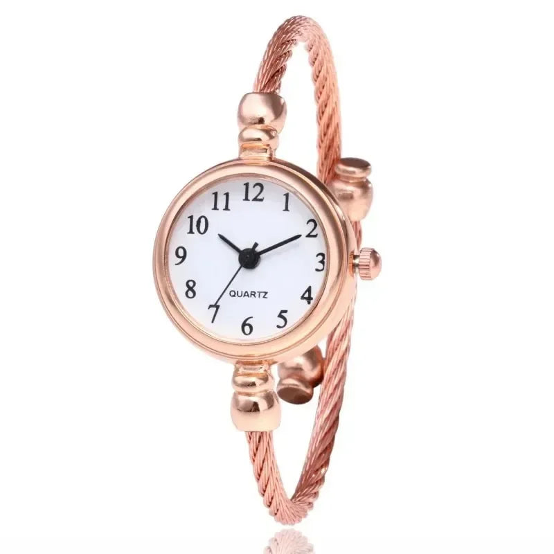 luckacco women watches small gold bangle bracelet watch stainless steel retro ladies quartz wristwatch fashion casual thin chain watches