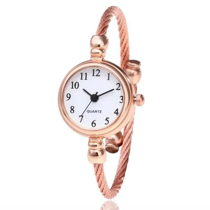 Luckacco Women Watches Small Gold Bangle Bracelet Watch Stainless Steel Retro Ladies Quartz Wristwatch Fashion Casual Thin Chain Watches