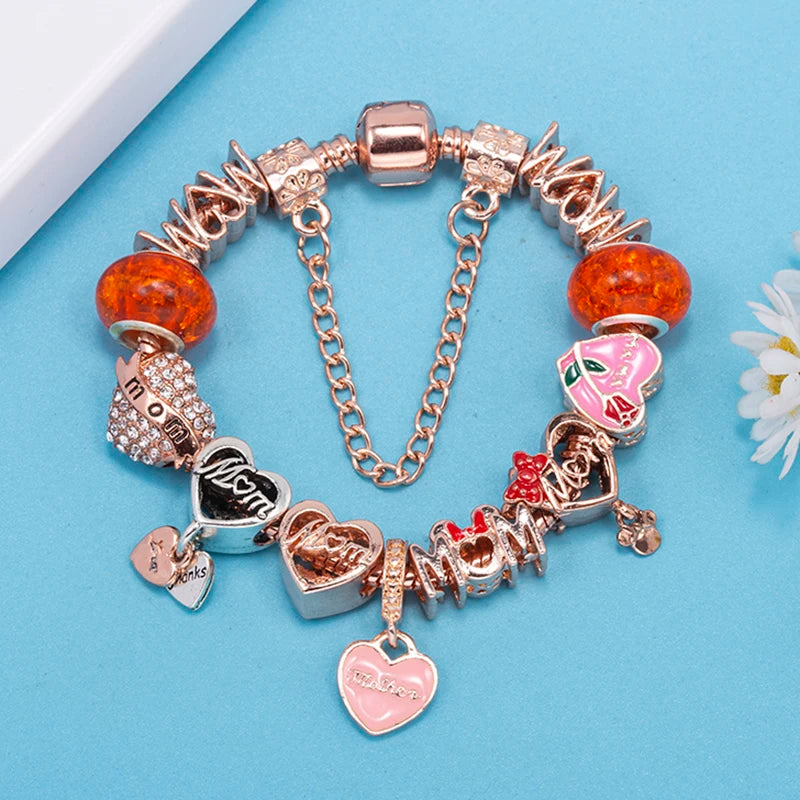 luckacco romantic tower aircraft charm bracelet for women with crystal diy beads pendants bracelet high-quality jewelry