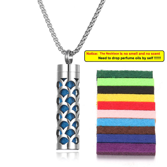 Luckacco Long Strip Stainless Steel Aromatherapy Necklace Perfume Diffuser Essential Oil Diffuser Pendant Necklace Jewelry Accessories
