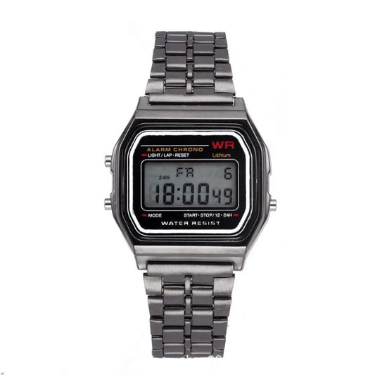 Luckacco New Women Men Unisex Watch Gold Black Vintage LED Digital Sports Military Wristwatches LED Electronic Digital Present Gift Male