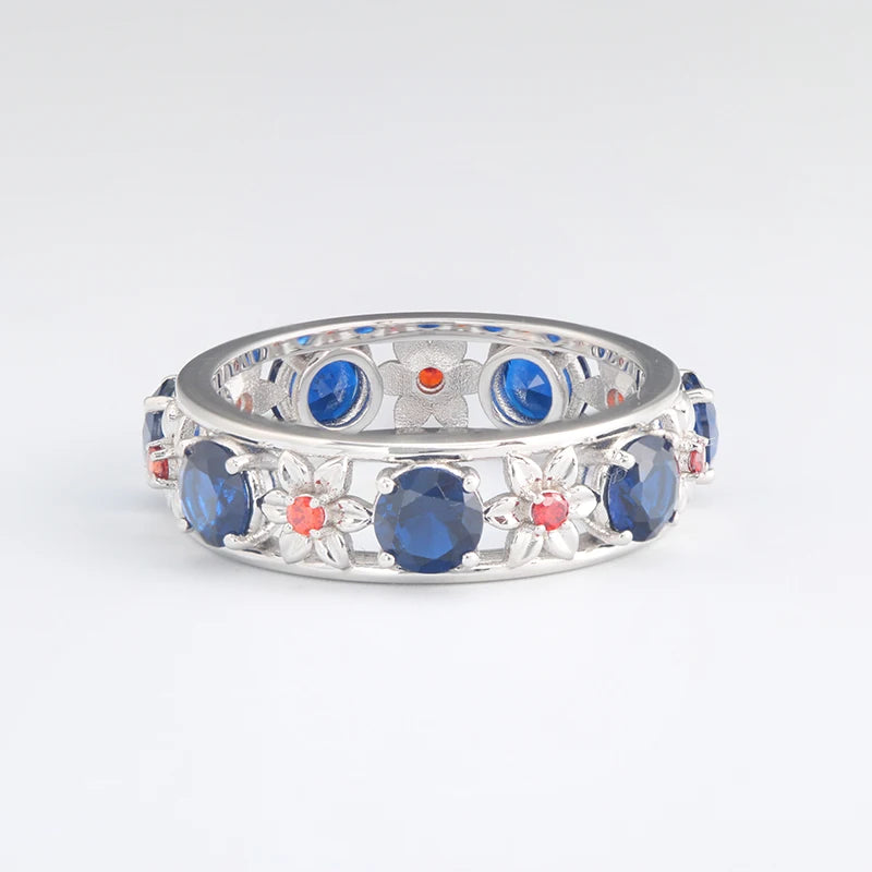 luckacco stylish young art petal colorful gemstone hollow romantic lady sterling silver ring