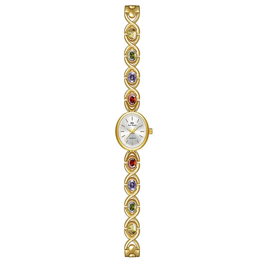 Luckacco Blue Jewel Oval Bracelet Watch Luxury Crystal Quartz Watches For Woman Vintage Gold Silver Jade Wristwatch Gifts For Women