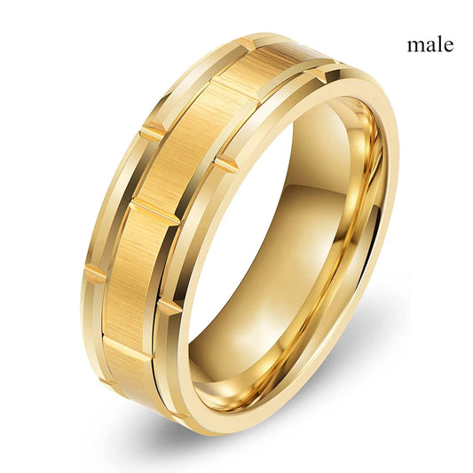 Luckacco Couple Rings Exquisite Women Rhinestones Zirconia Rings Set Simple Gold Color Men Stainless Steel CZ Stone Rings Wedding Jewelry