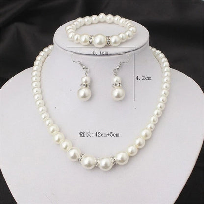 Luckacco Wedding Engagement Women Simulated Pearls Jewelry Set Necklace / Earrings / Bracelets Fashion Jewelry For Lady Party Gift