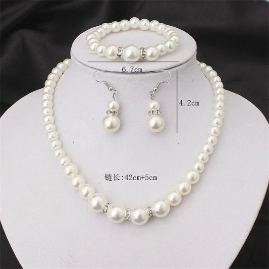 Luckacco Wedding Engagement Women Simulated Pearls Jewelry Set Necklace / Earrings / Bracelets Fashion Jewelry For Lady Party Gift