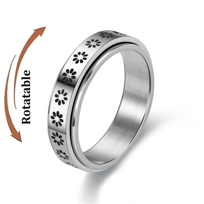 Luckacco Simple Stainless Steel Anxiety Fidget Spinner Rings for Couple Rotating Anti Stress Wedding Band Knuckle Ring Fashion Jewelry