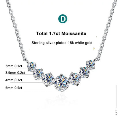 Luckacco Moissanite Necklace for Woman Wedding Fine Jewely with Certificates 925 Sterling Sliver Plated 18k White Gold Necklace