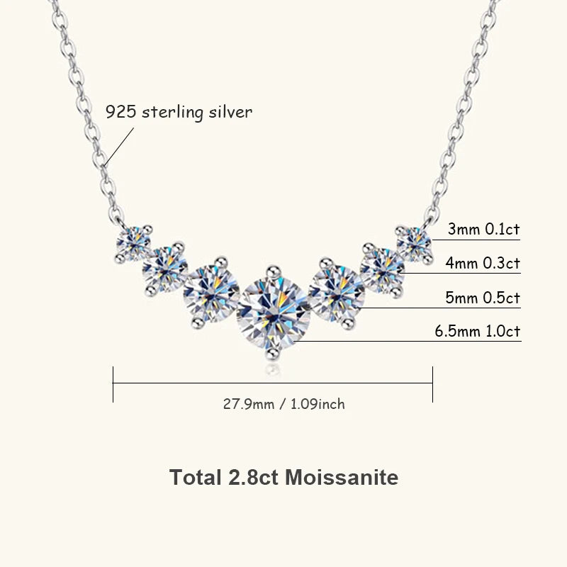luckacco u-smile moissanite necklace d vvs1 for women d color sparkling lab diamon luxury necklaces 925 sterling silver gra certified