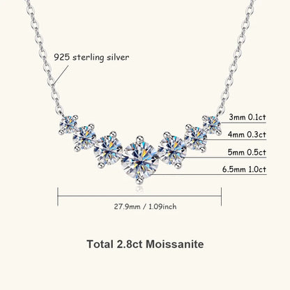 Luckacco U-Smile Moissanite Necklace D VVS1 for Women D Color Sparkling Lab Diamon Luxury Necklaces 925 Sterling Silver GRA Certified