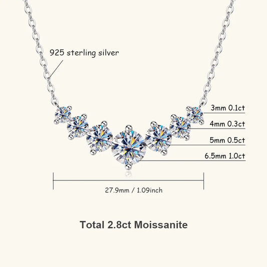 Luckacco U-Smile Moissanite Necklace D VVS1 for Women D Color Sparkling Lab Diamon Luxury Necklaces 925 Sterling Silver GRA Certified