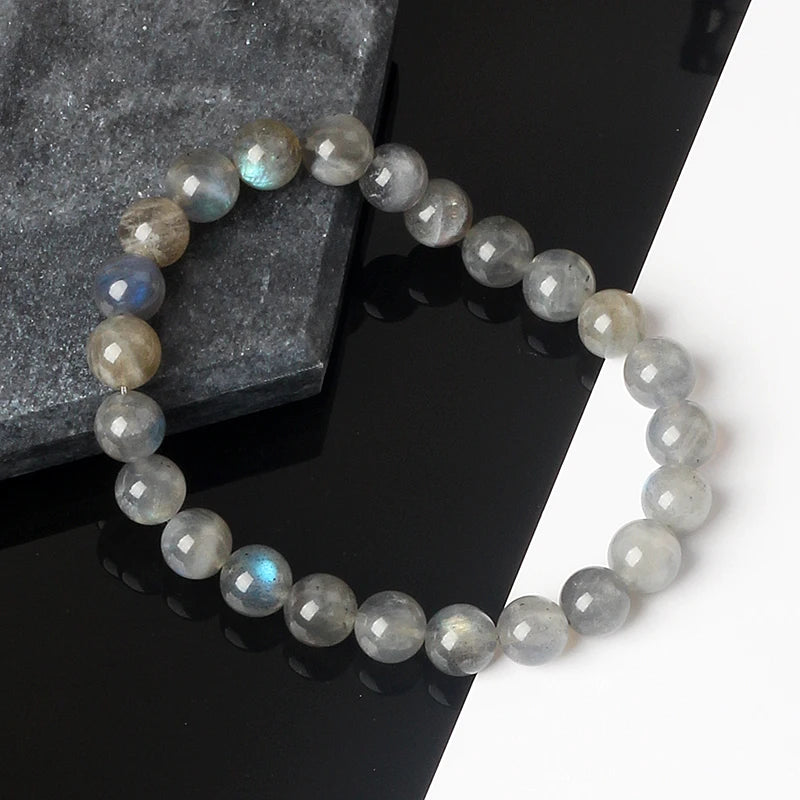 luckacco original india labradorite beads bracelets for women reiki natural stone blue moonstone charm bangle femme bijoux couple jewelry
