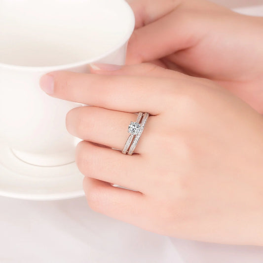 Luckacco Lihong 925 Sterling Silver Ring Inlaid With Zircon Women Couple Jewelry Fashion Accessories For Wedding Or Anniversary