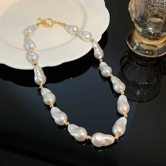 Luckacco New Trendy Baroque Pearl Necklace for Women Charms Korean Temperament OT Choker Necklace 2023 Fashion Jewelry Gift