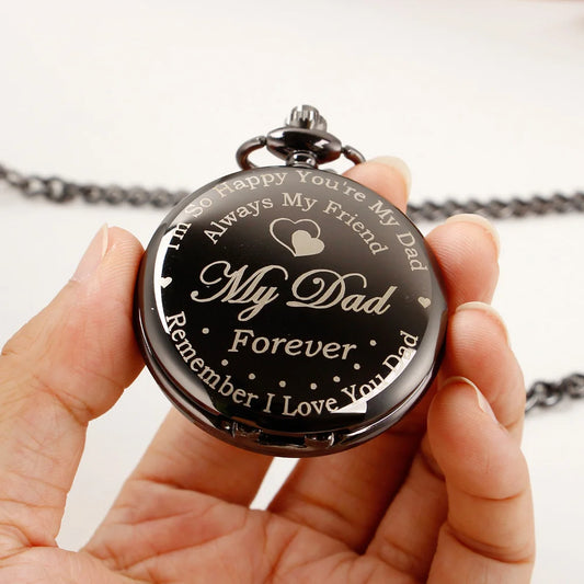 Luckacco Classic Quartz Pocket Watch Vintage Round High Quality Steel Necklace Gift for dad