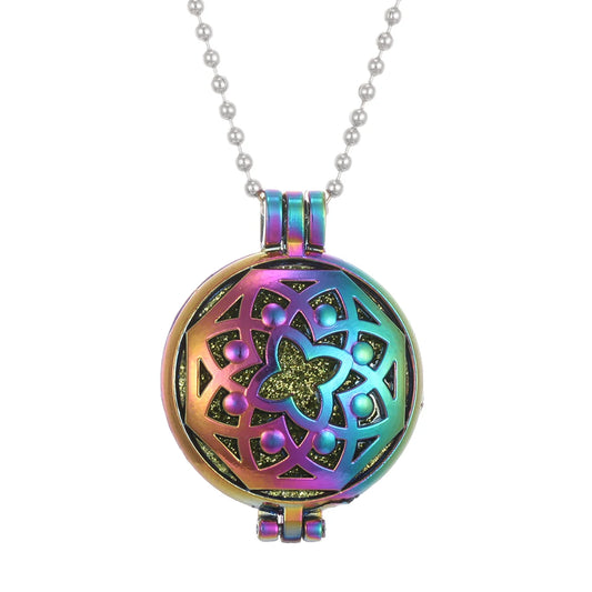 Luckacco New Colorful Aromatherapy Necklace Vintage Flower Butterfly Tree Owl Essential Oil Diffuser Necklace Perfume Lockets Pendants
