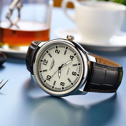Luckacco Top Brand Man Wristwatch Luxury Business Waterproof Men Watch For Men Quartz Clock Leather Men's Watches reloj+Box Men's Gift